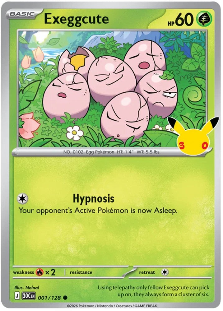 Exeggcute 001/128 Common Pokemon Card (30th Anniversary Collection)