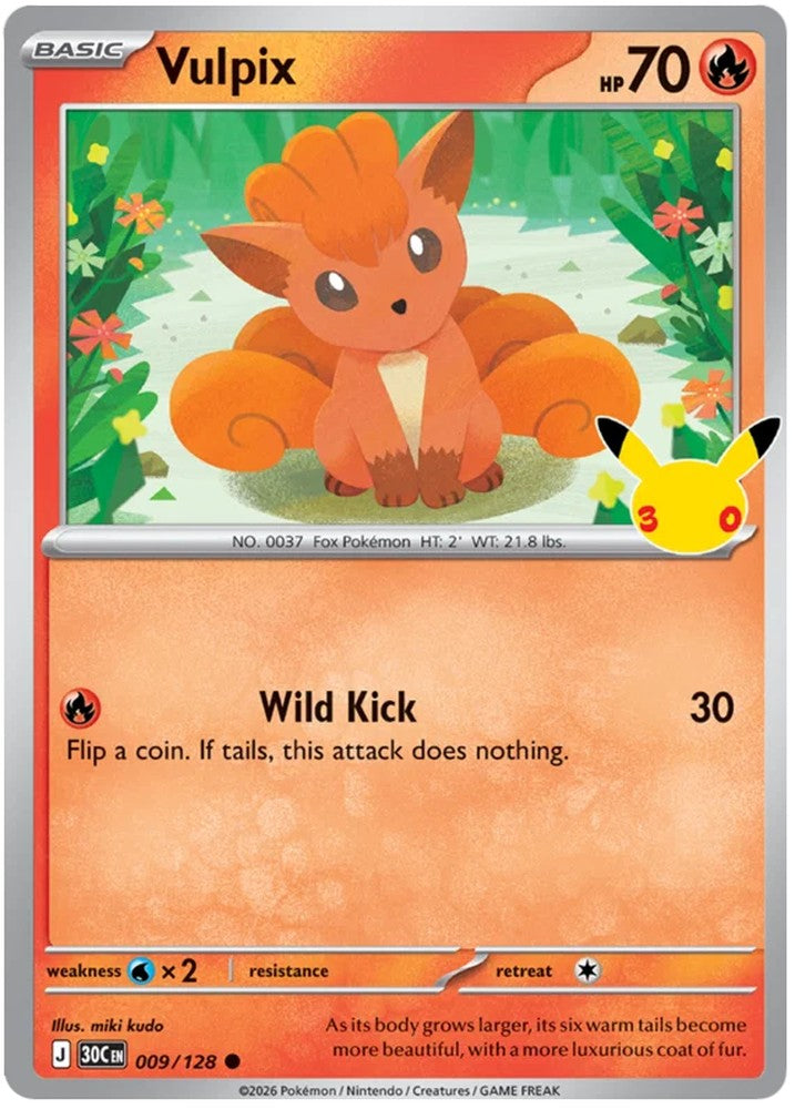 Vulpix 009/128 Common Pokemon Card (30th Anniversary Collection)