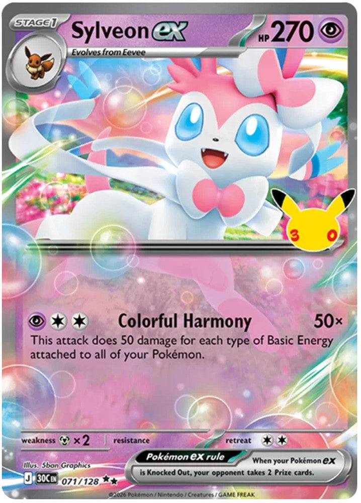 Sylveon ex 071/128 Double Rare Pokemon Card (30th Anniversary Collection)