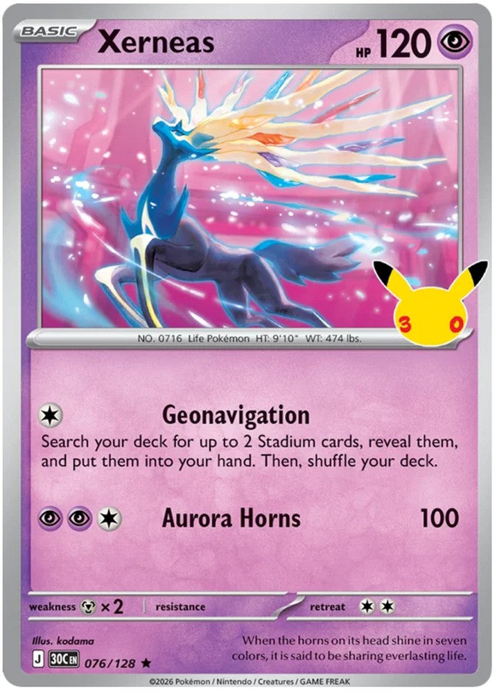 Xerneas 076/128 Rare Pokemon Card (30th Anniversary Collection)