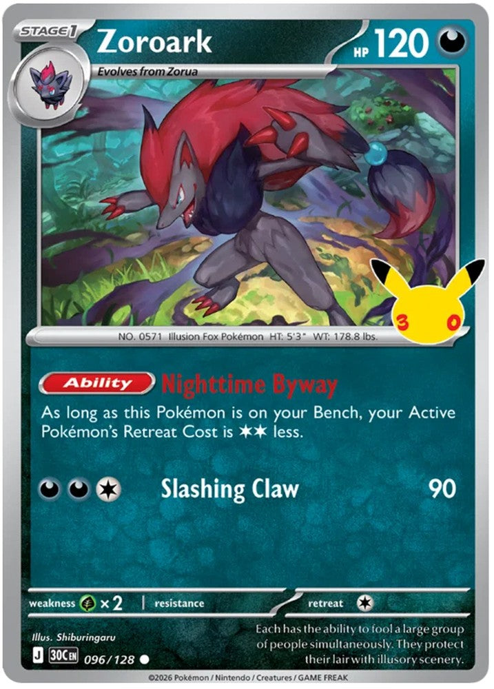 Zoroark 096/128 Common Pokemon Card (30th Anniversary Collection)
