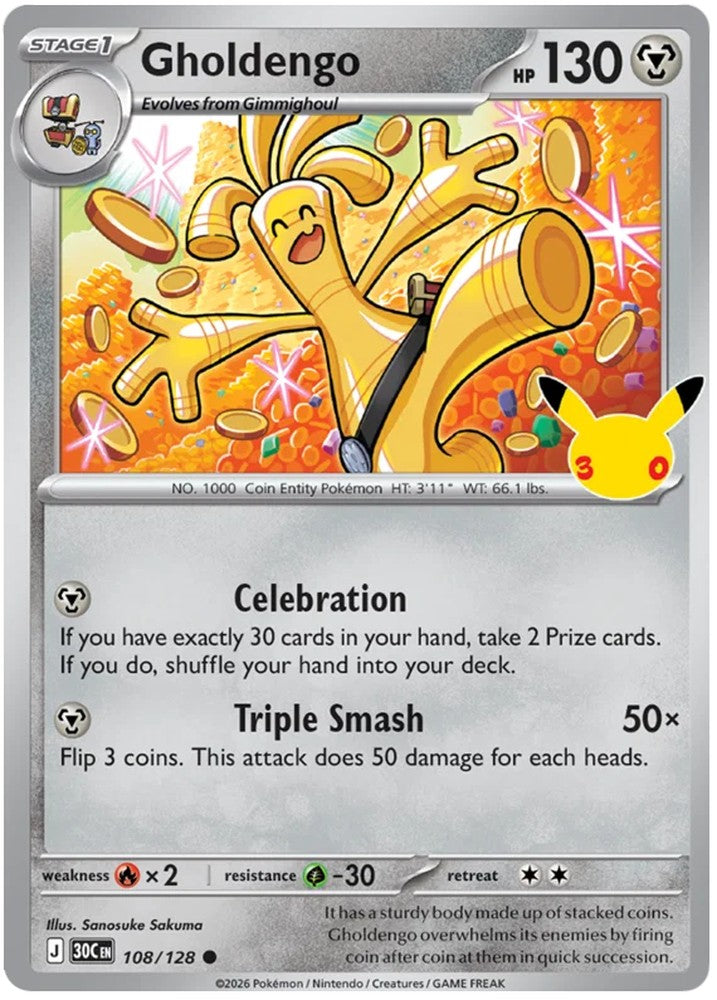 Gholdengo 108/128 Common Pokemon Card (30th Anniversary Collection)