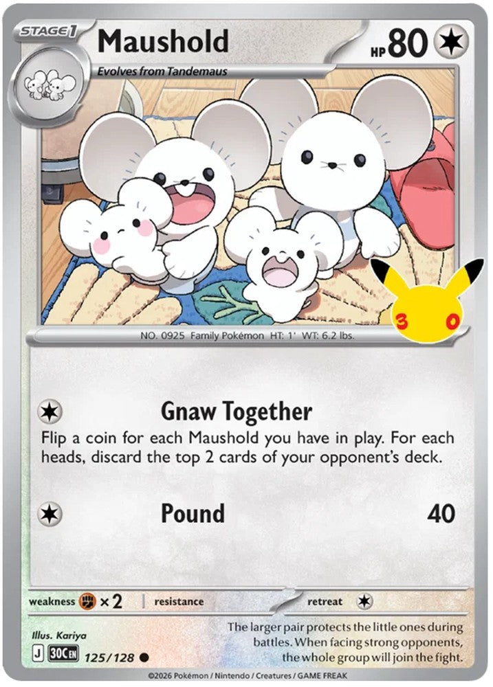 Maushold 125/128 Common Pokemon Card (30th Anniversary Collection)