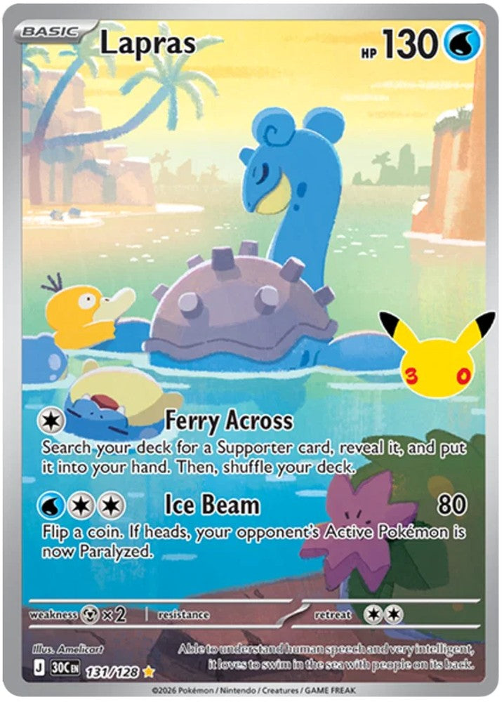 Lapras 131/128 Illustration Rare Pokemon Card (30th Anniversary Collection)