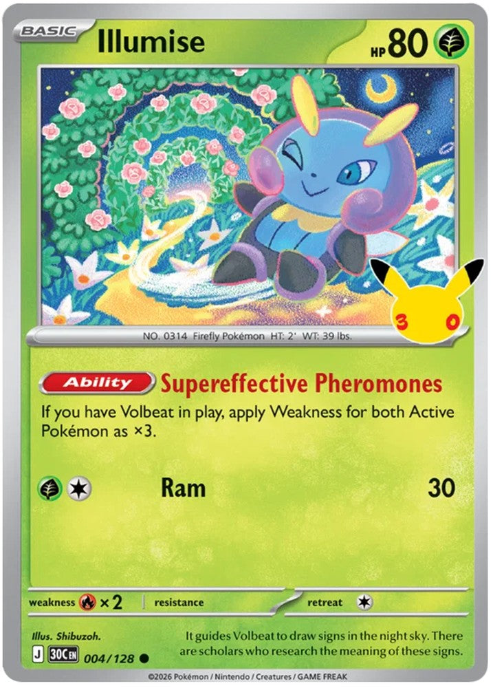 Illumise 004/128 Common Pokemon Card (30th Anniversary Collection)