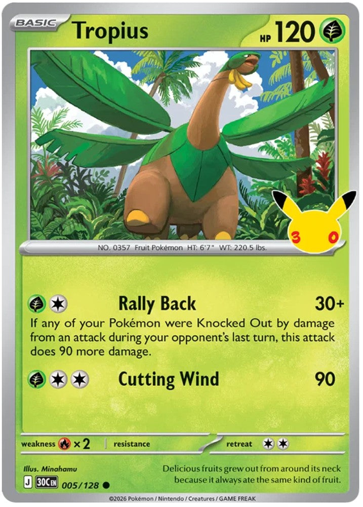 Tropius 005/128 Common Pokemon Card (30th Anniversary Collection)