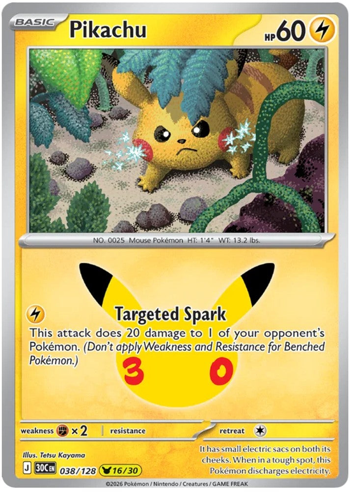 Pikachu 038/128 Common Pokemon Card (30th Anniversary Collection)