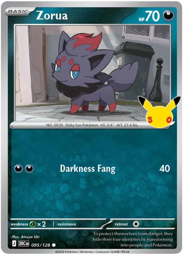 Zorua 095/128 Common Pokemon Card (30th Anniversary Collection)