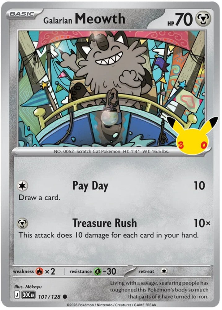 Galarian Meowth 101/128 Common Pokemon Card (30th Anniversary Collection)