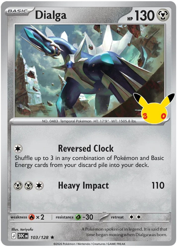Dialga 103/128 Rare Pokemon Card (30th Anniversary Collection)