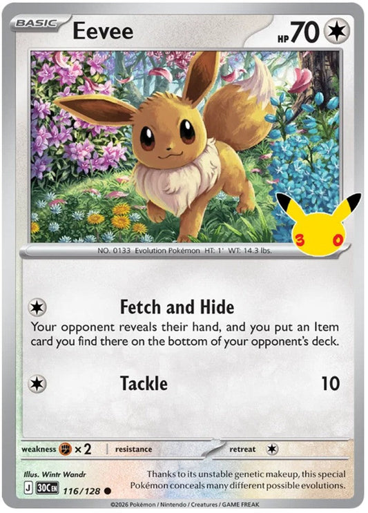 Eevee 116/128 Common Pokemon Card (30th Anniversary Collection)