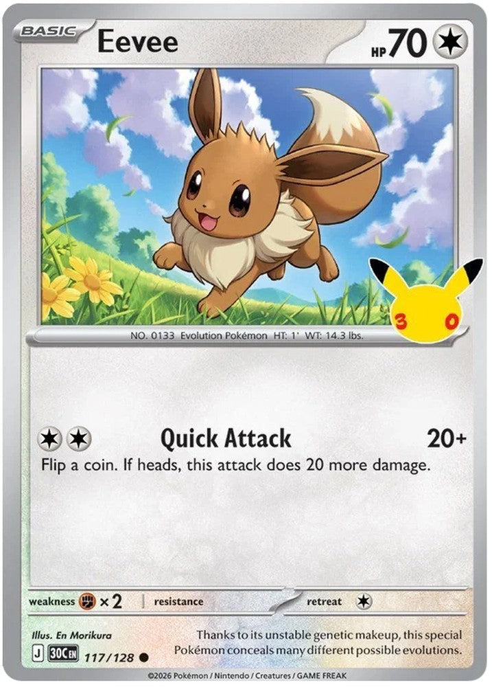 Eevee 117/128 Common Pokemon Card (30th Anniversary Collection)