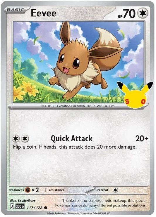Eevee 117/128 Common Pokemon Card (30th Anniversary Collection)